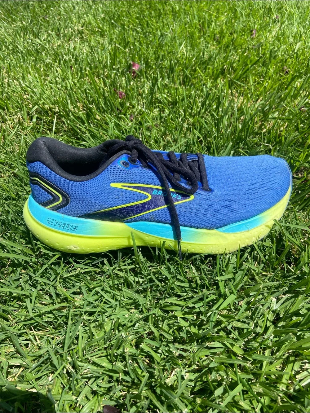 Brooks Men’s Blue and Neon Green Athletic Running Shoes